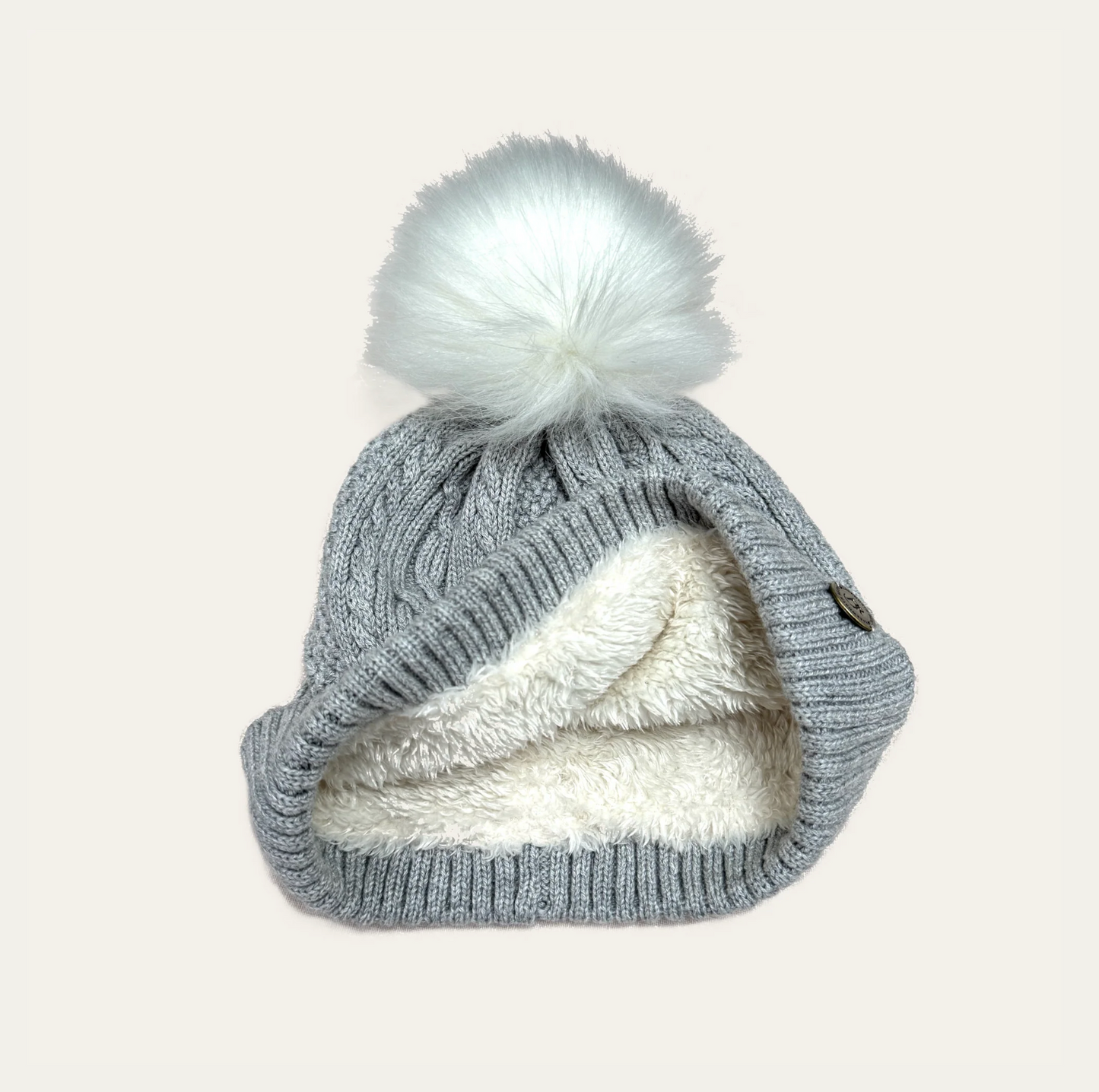 Barkworth Reeves, Knitted Bobble Hat Light Gret