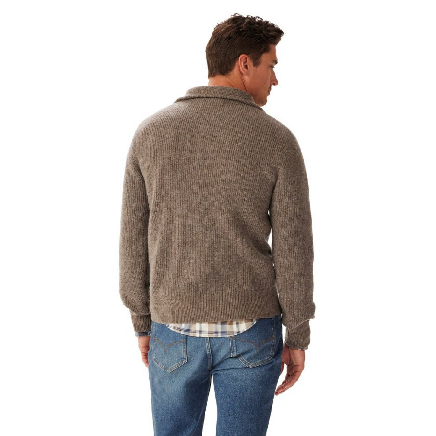 Linton Lambs Wool 1/4 zip Brown