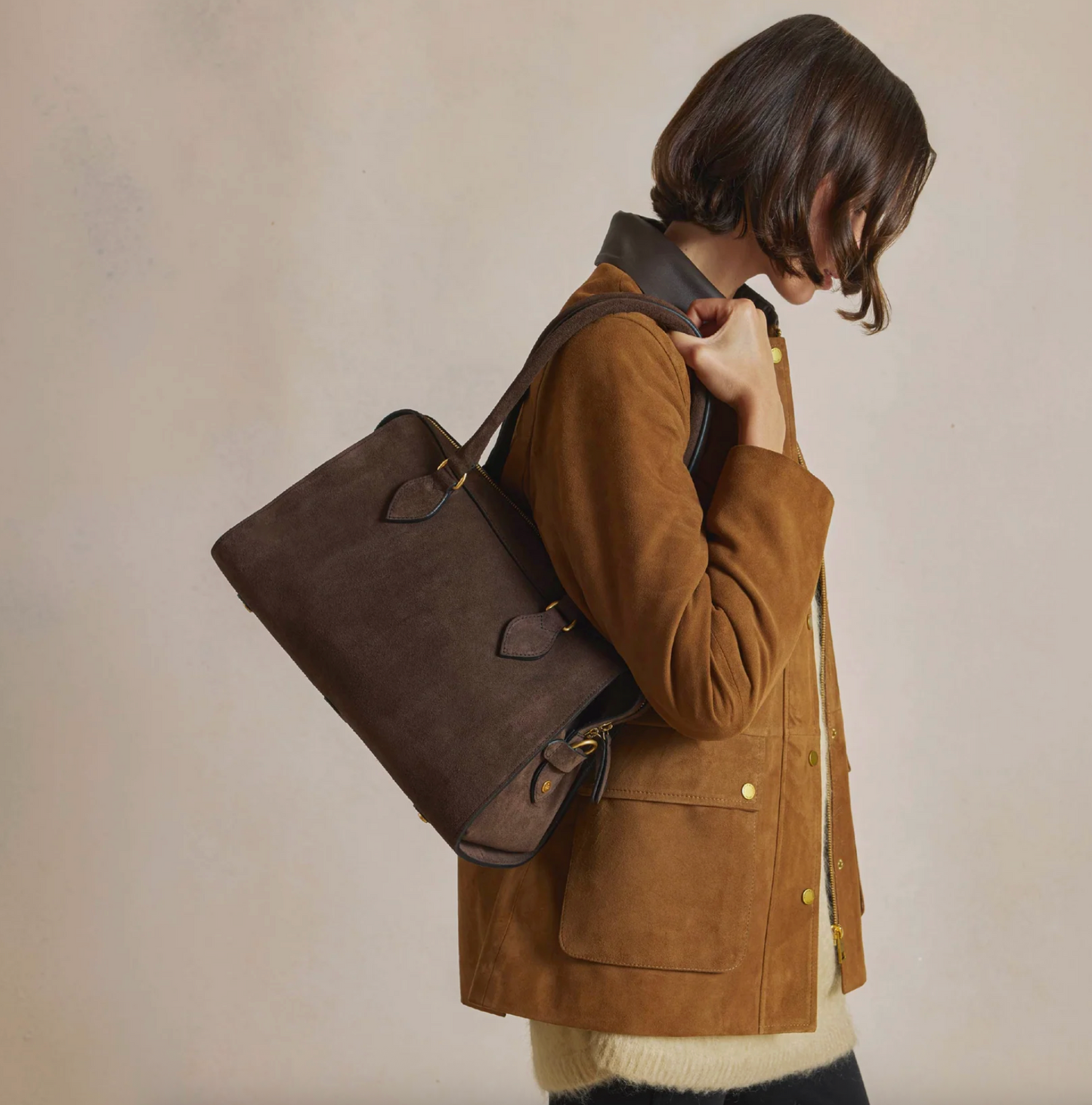 Kew Shoulder Chocolate Suede