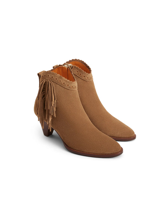 'Regina Fringed Ankle ' Tan Suede