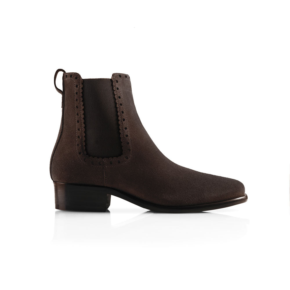 'Brogue Chelsea' Chocolate Suede