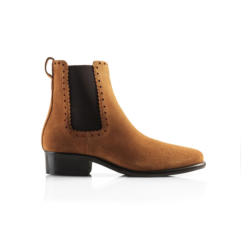 'Brogue Chelsea' Tan Suede