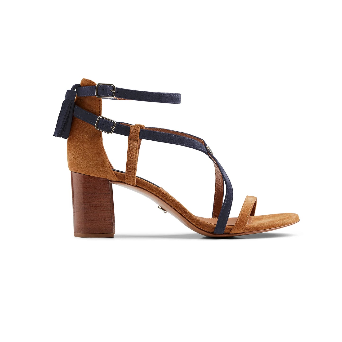 Heeled Brancaster Tan & Navy Sandal