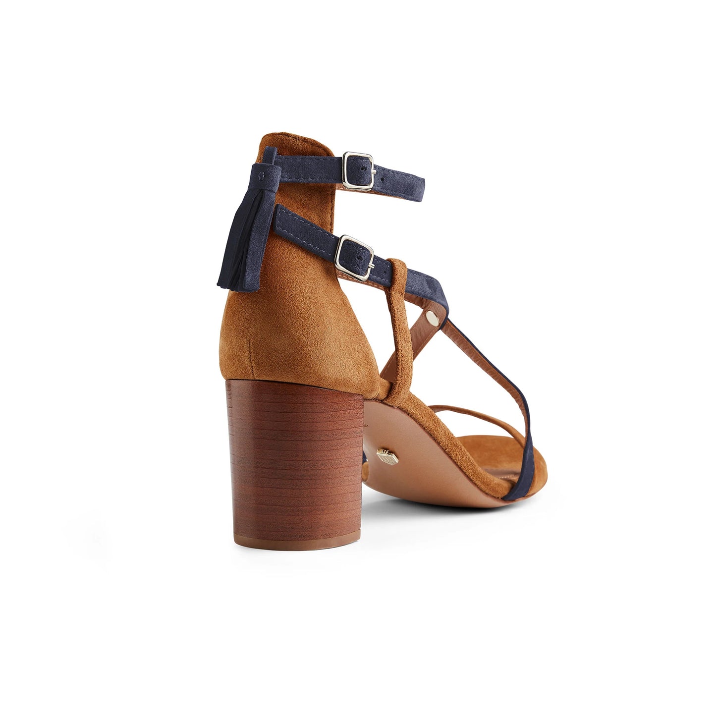 Heeled Brancaster Tan & Navy Sandal