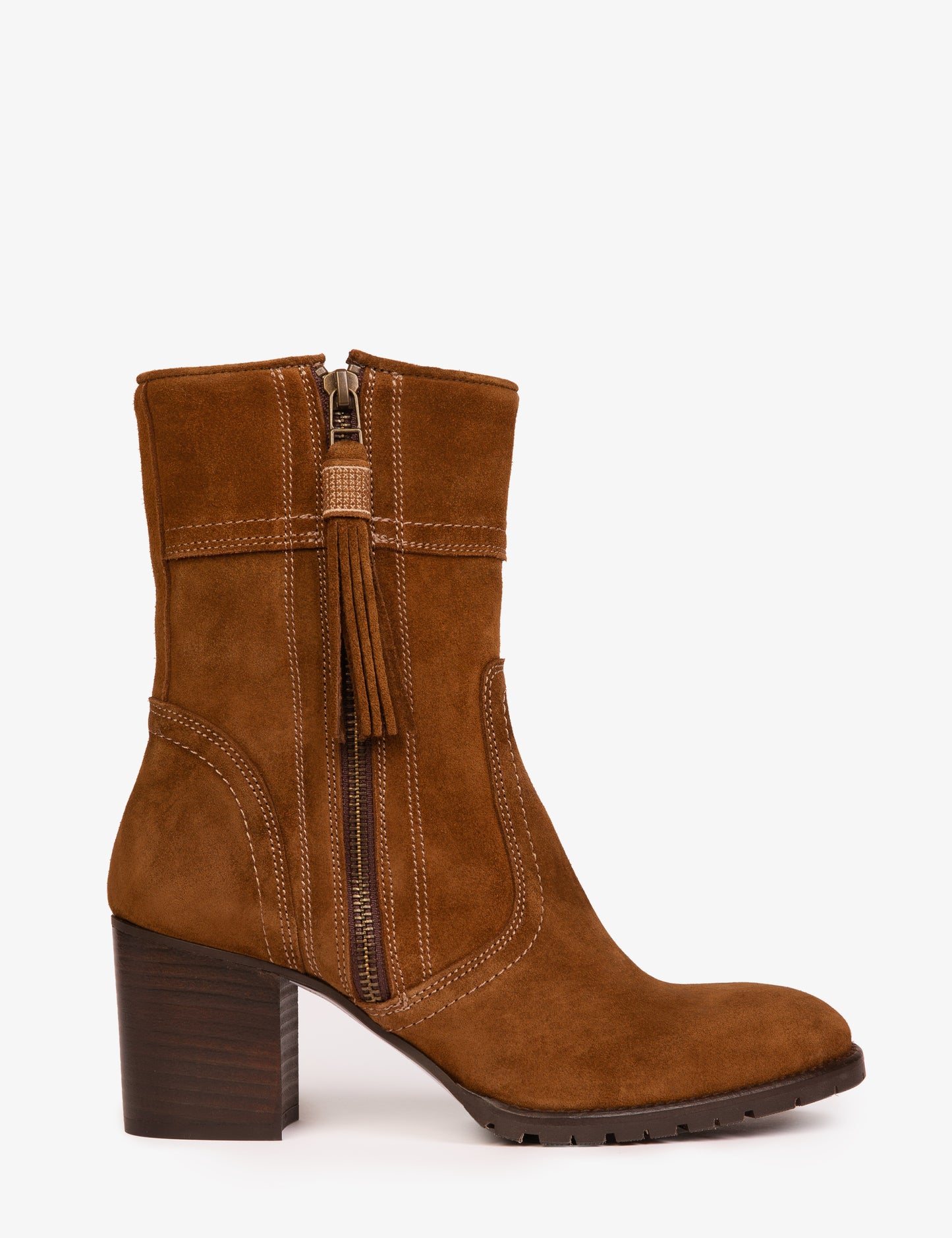 'Cropped Fina' Peat Suede Tassel