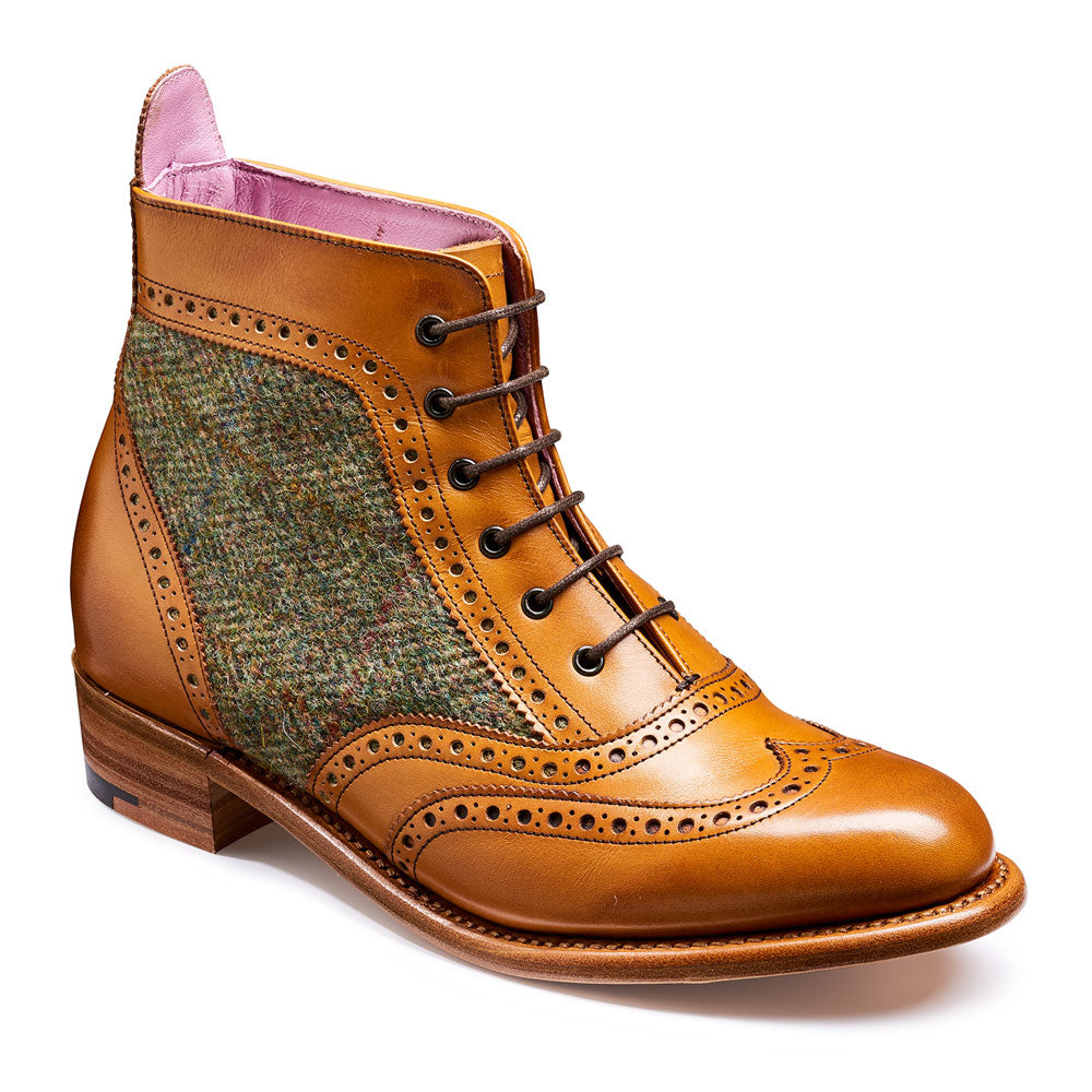 'Grace' Cedar Calf and Green Harris Tweed