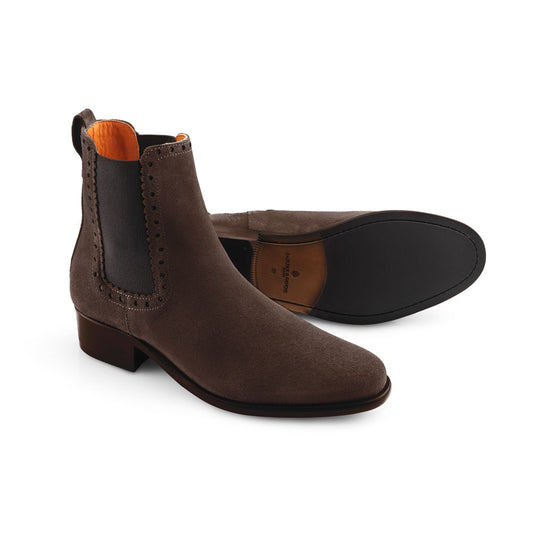 'Brogue Chelsea' Chocolate Suede
