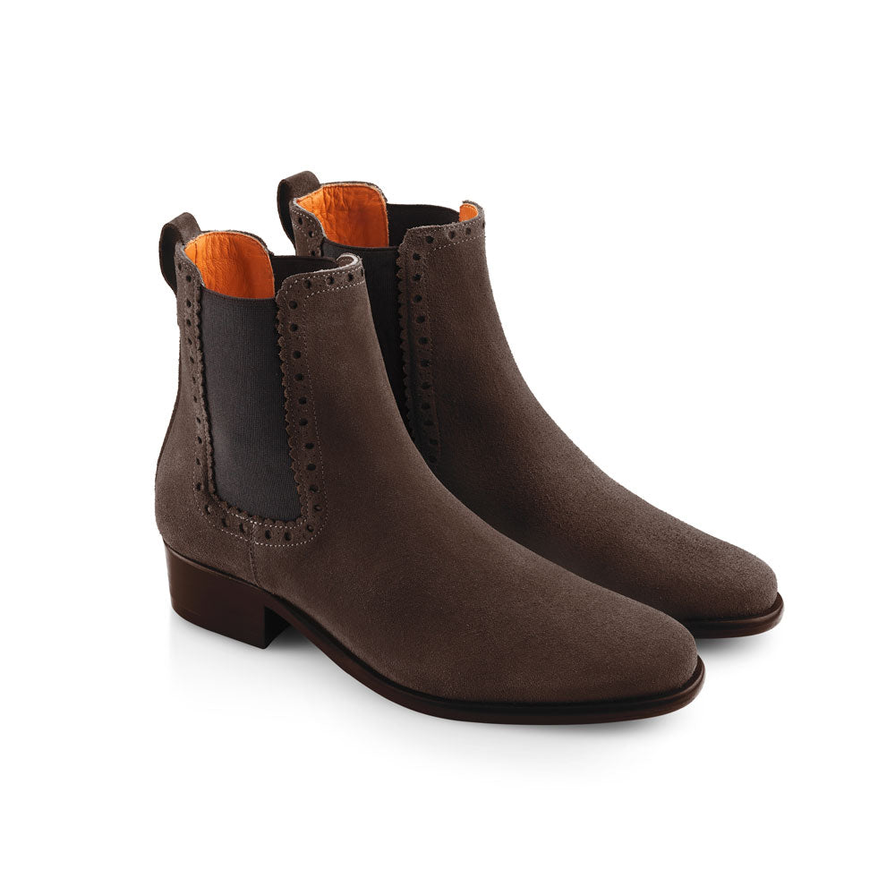 'Brogue Chelsea' Chocolate Suede