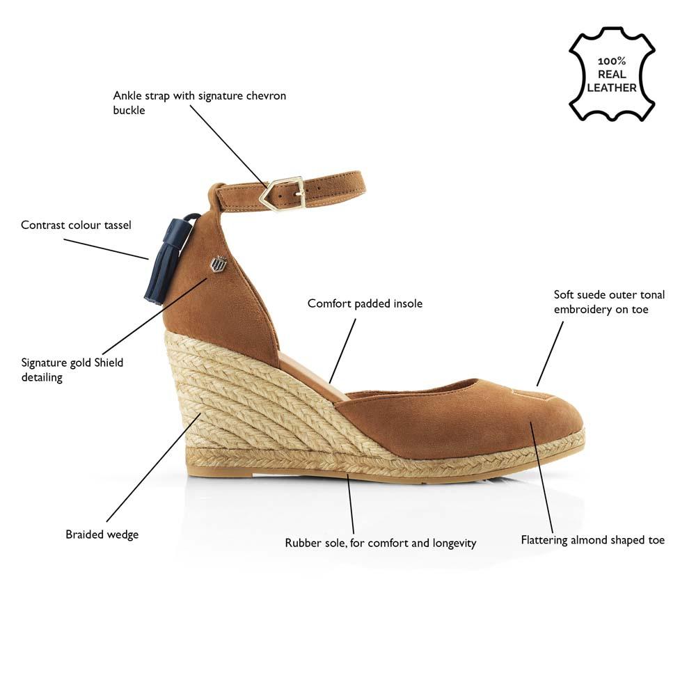 'Monaco' Wedge Tan Suede