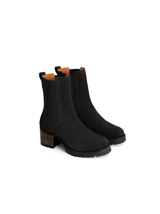 'Heeled Boudica' Black Suede