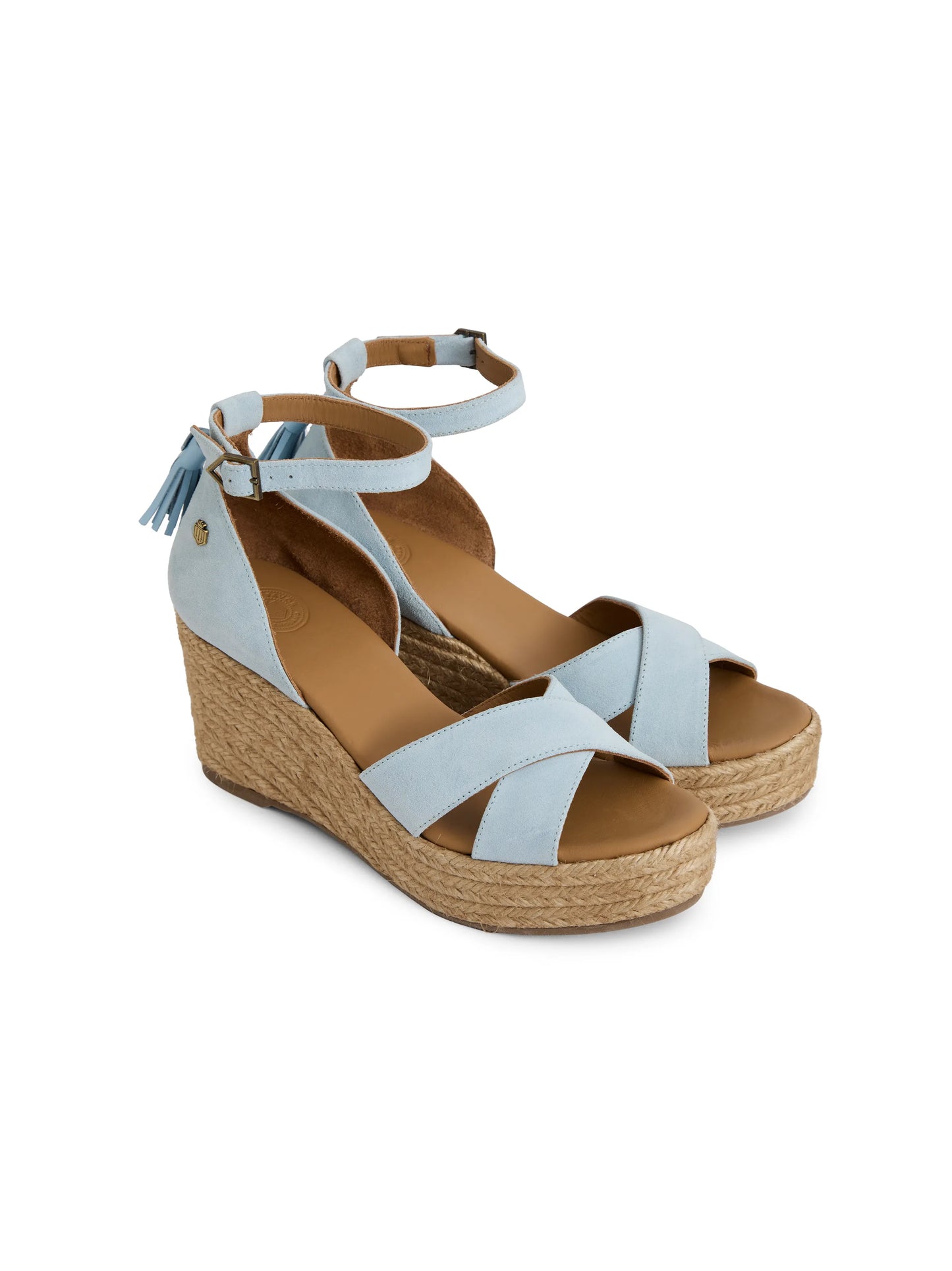 Valencia Mid Heel Wedge Sky Blue Suede