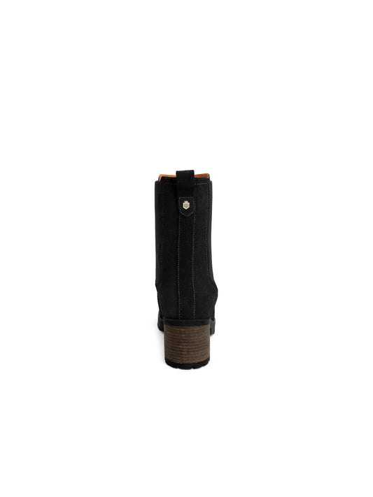 'Heeled Boudica' Black Suede