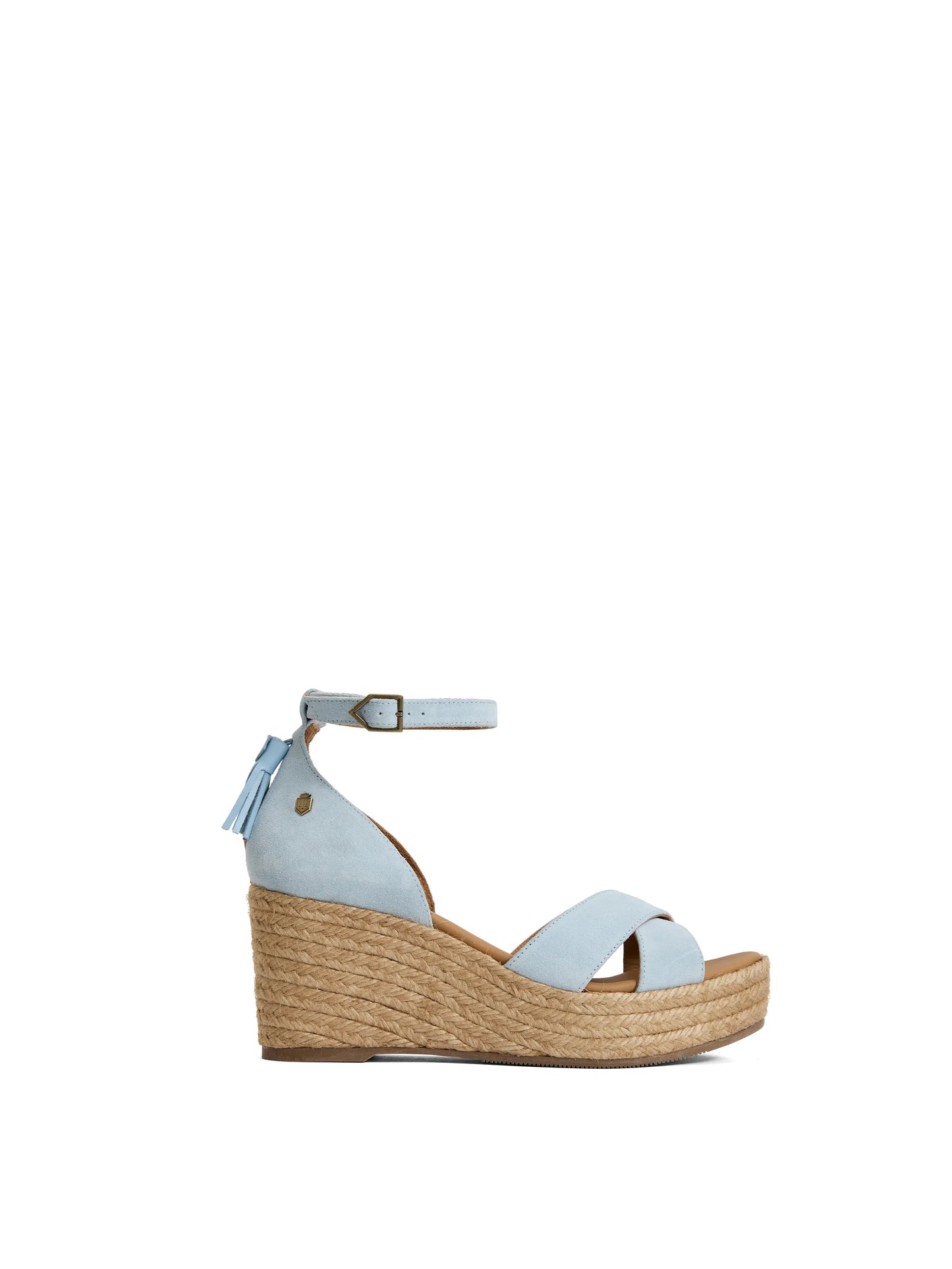 Valencia Mid Heel Wedge Sky Blue Suede