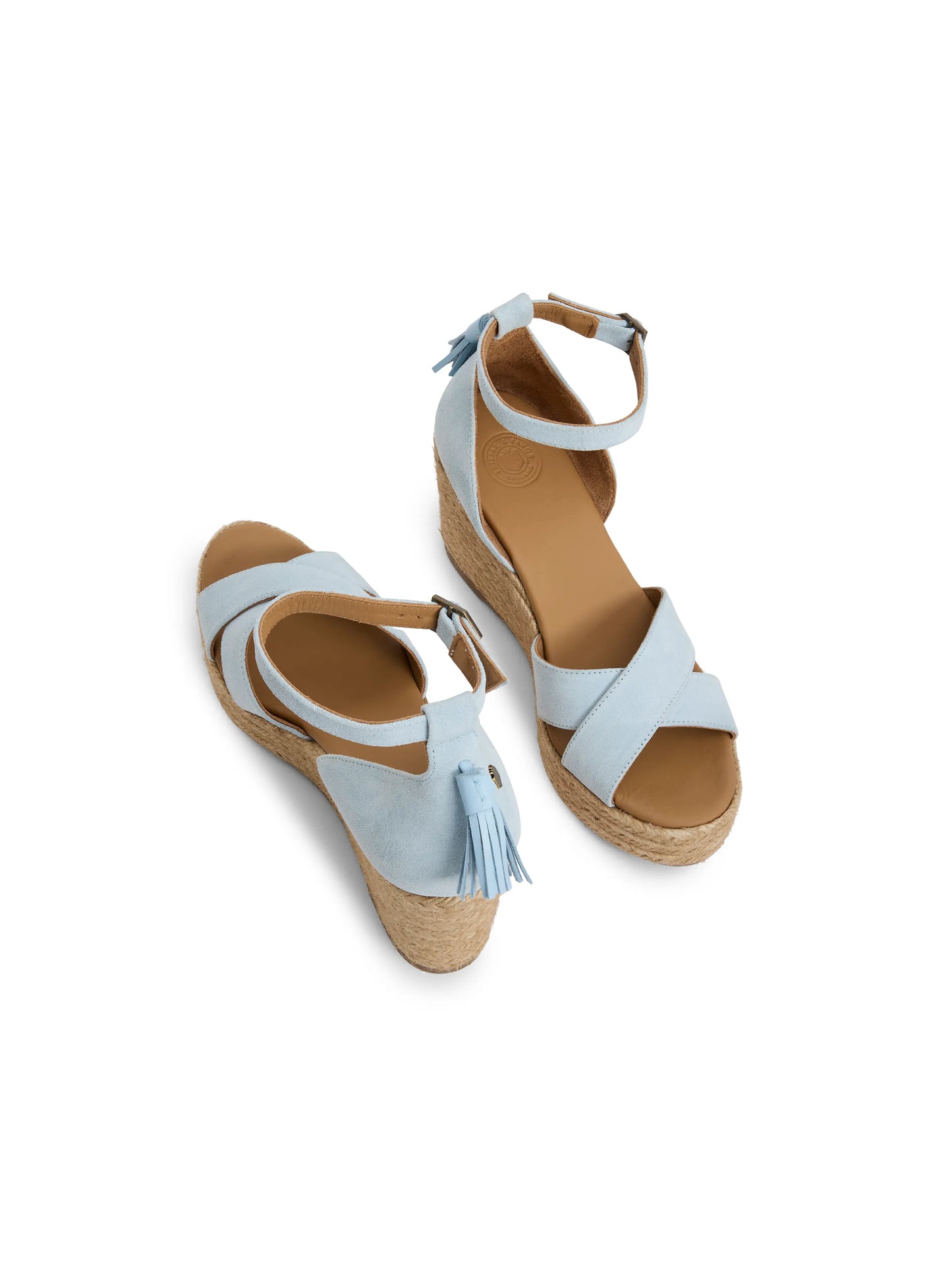 Valencia Mid Heel Wedge Sky Blue Suede