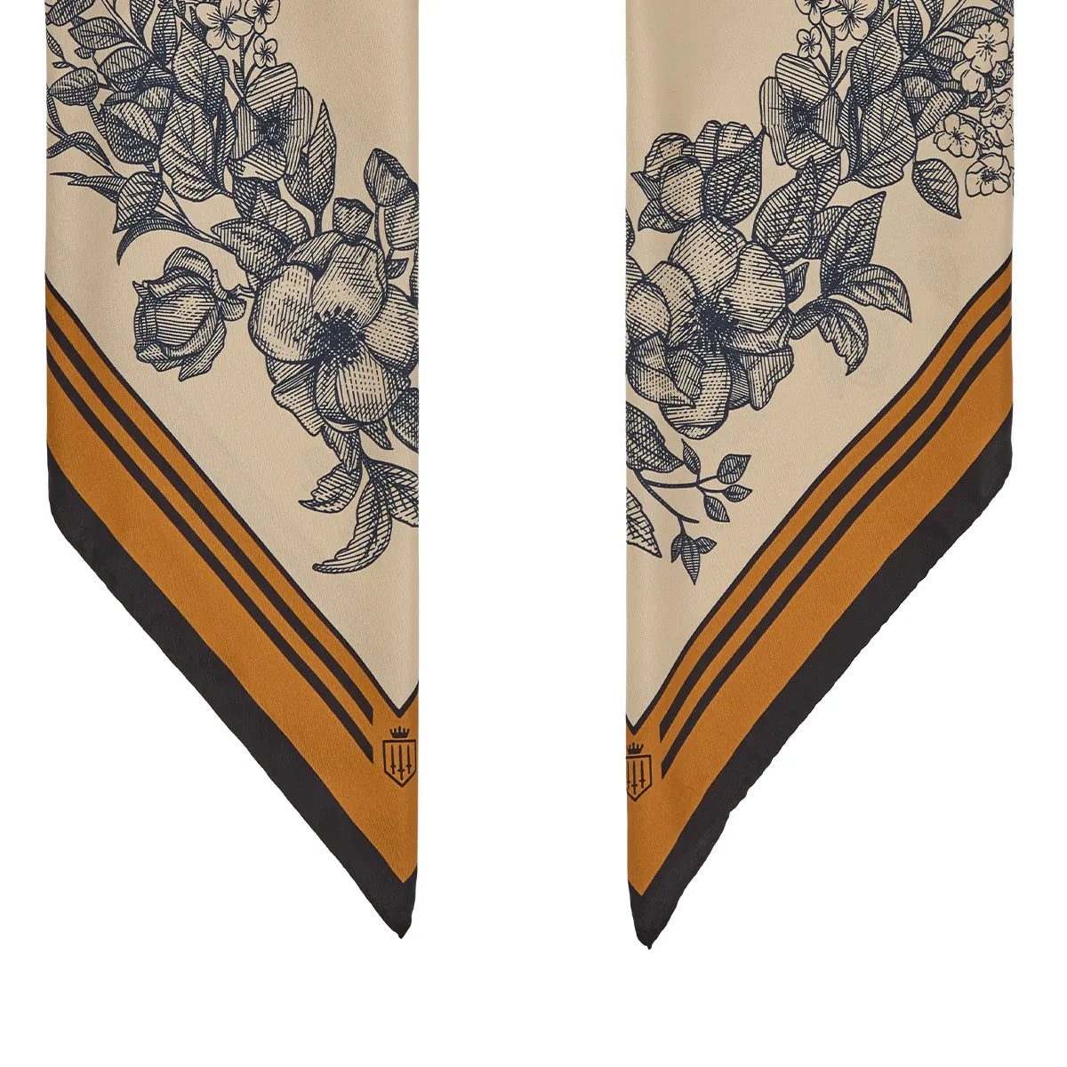 Mannington Silk Scarf Navy,Off White & Orange