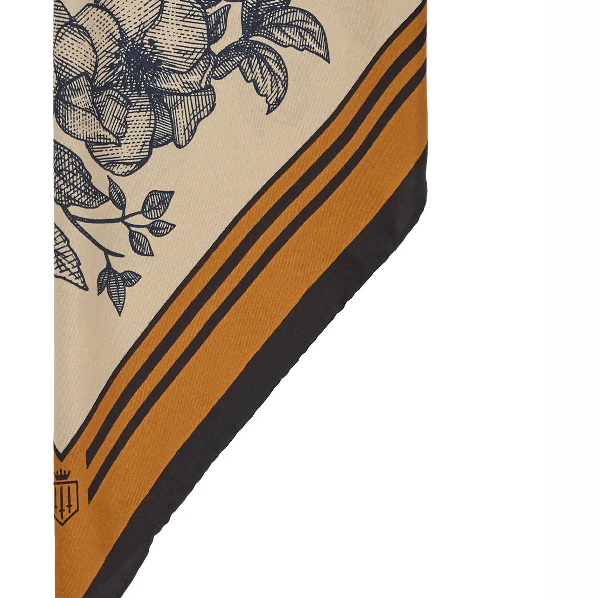 Mannington Silk Scarf Navy,Off White & Orange