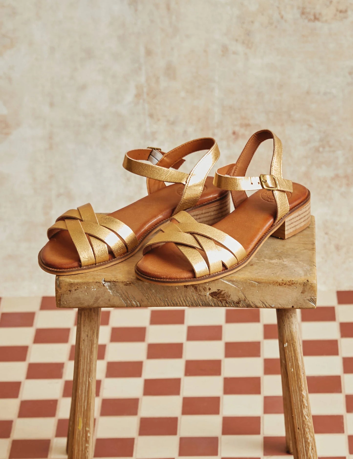 Shepherdess Gold Leather Sandal