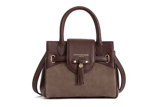 Stockist Exclusive 'Mini Windsor' Port Leather and Deep Taupe Suede