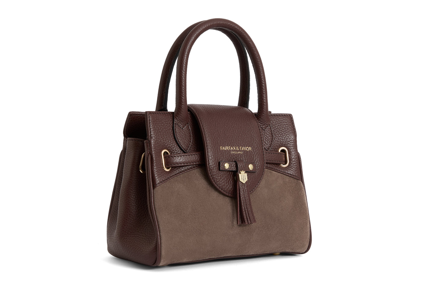 Stockist Exclusive 'Mini Windsor' Port Leather and Deep Taupe Suede