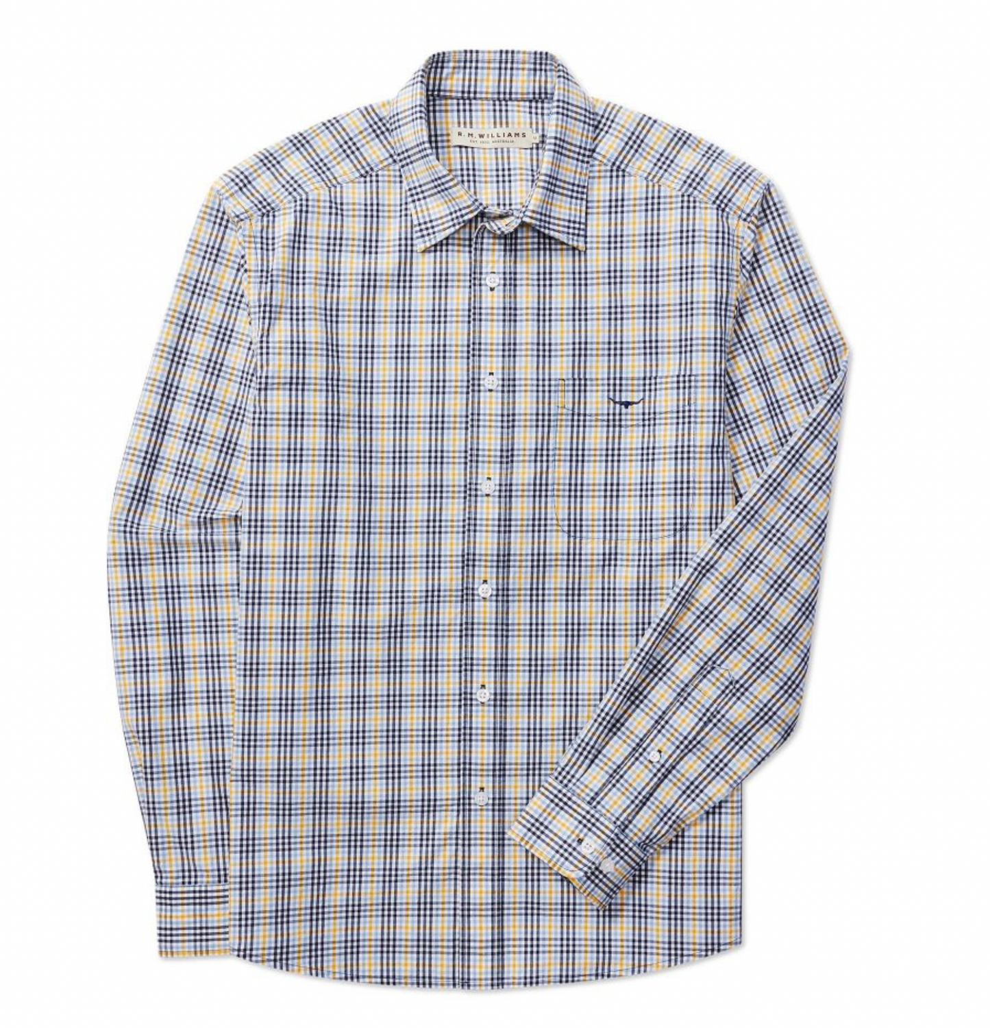 R.M Williams Classic Shirt Blue/Yellow/White