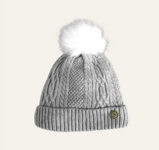 Barkworth Reeves, Knitted Bobble Hat Light Gret