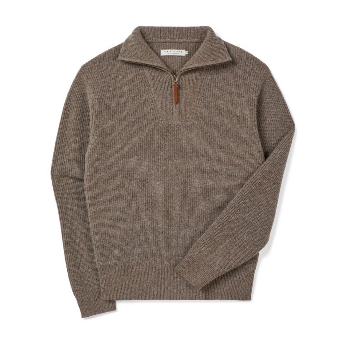 Linton Lambs Wool 1/4 zip Brown