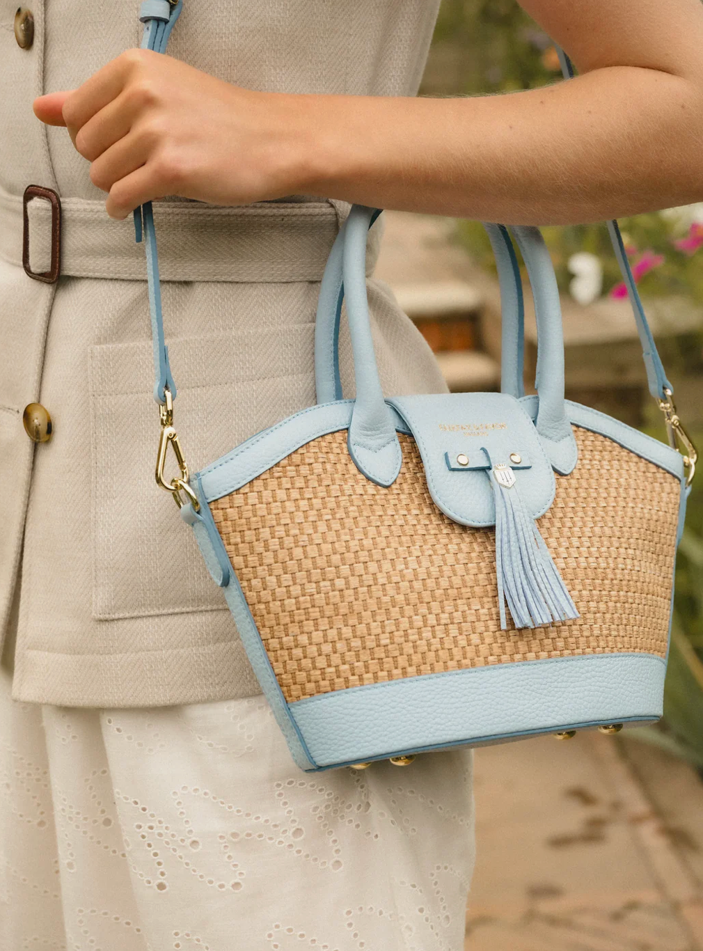 Mini Windsor Basket Bag Sky Blue