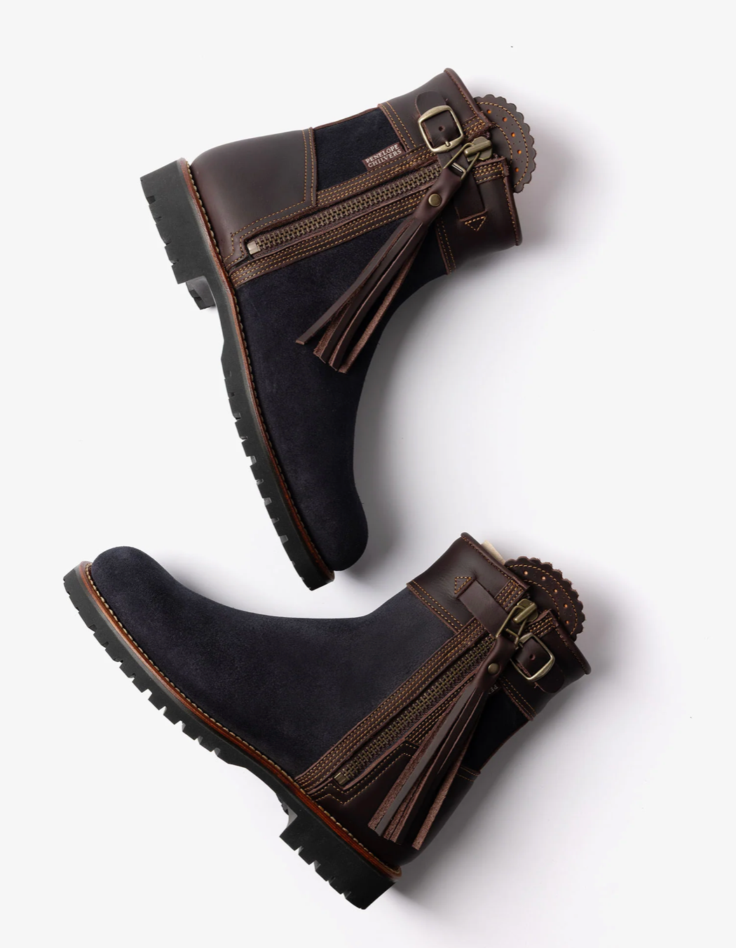 'Inclement Cropped Tassel'  Navy/ Brown
