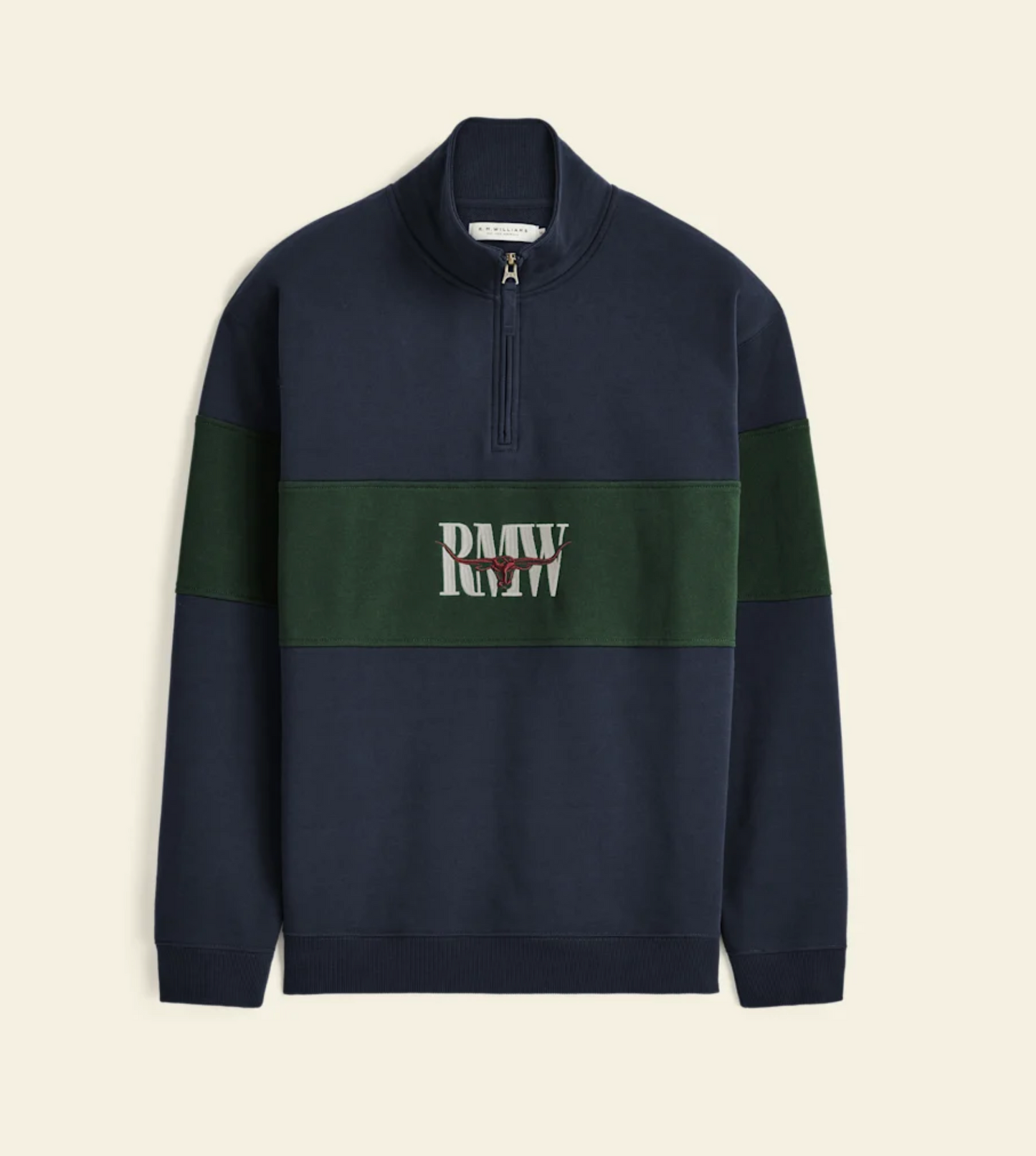 Heriatge 1/4 Zip Sweater Worker Blue/Green