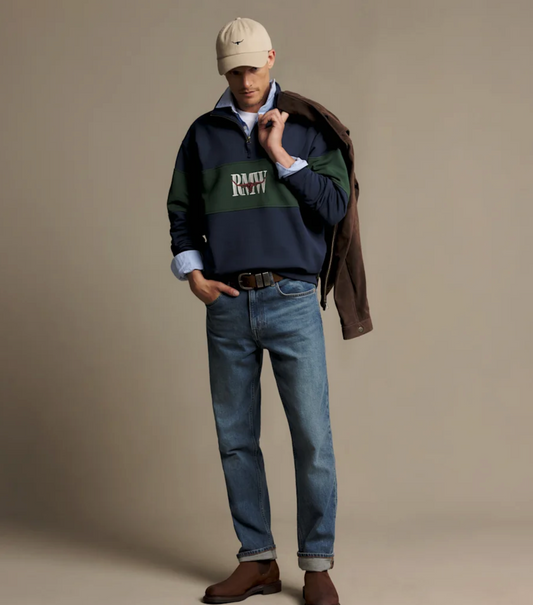 Heriatge 1/4 Zip Sweater Worker Blue/Green