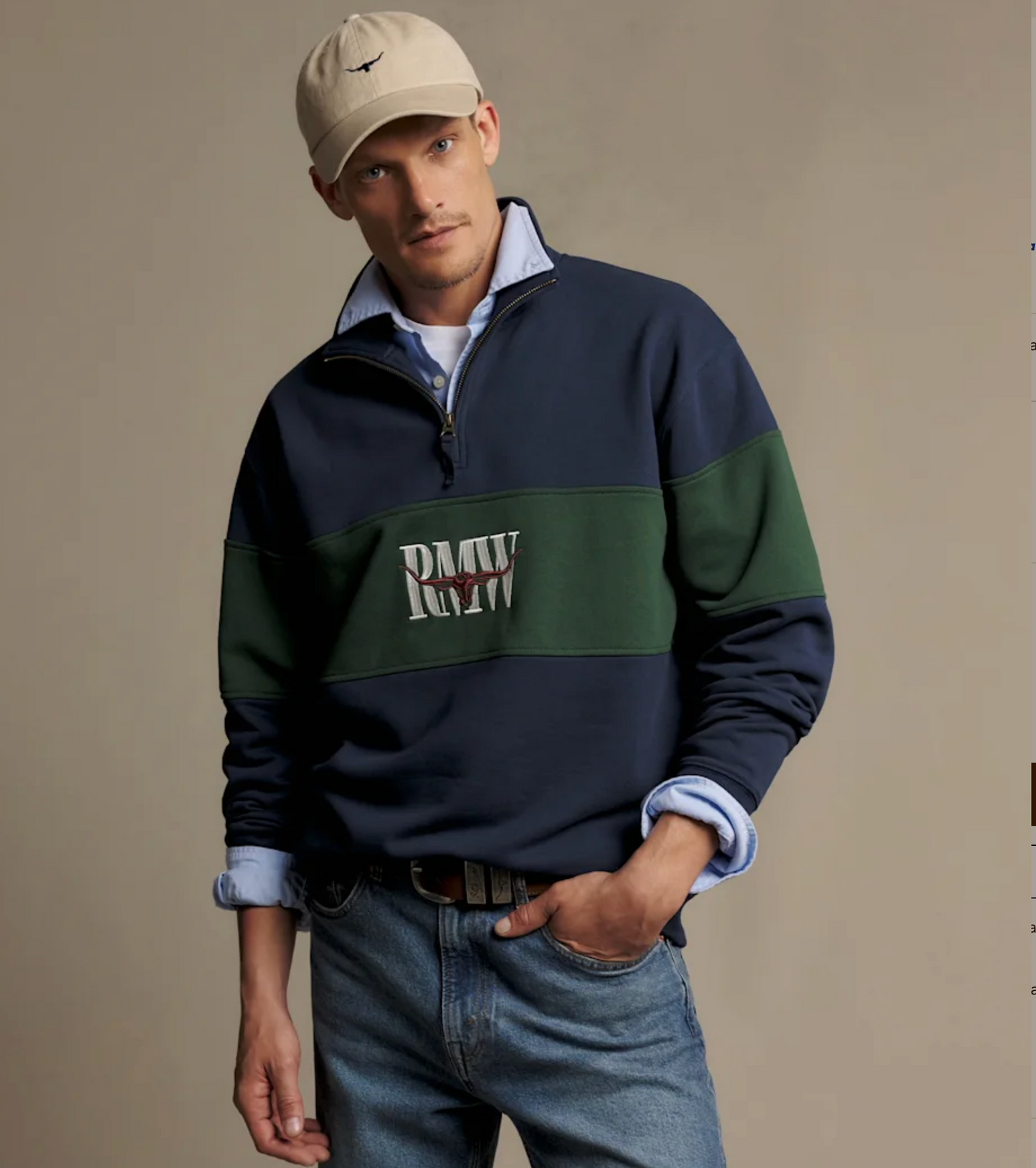 Heriatge 1/4 Zip Sweater Worker Blue/Green