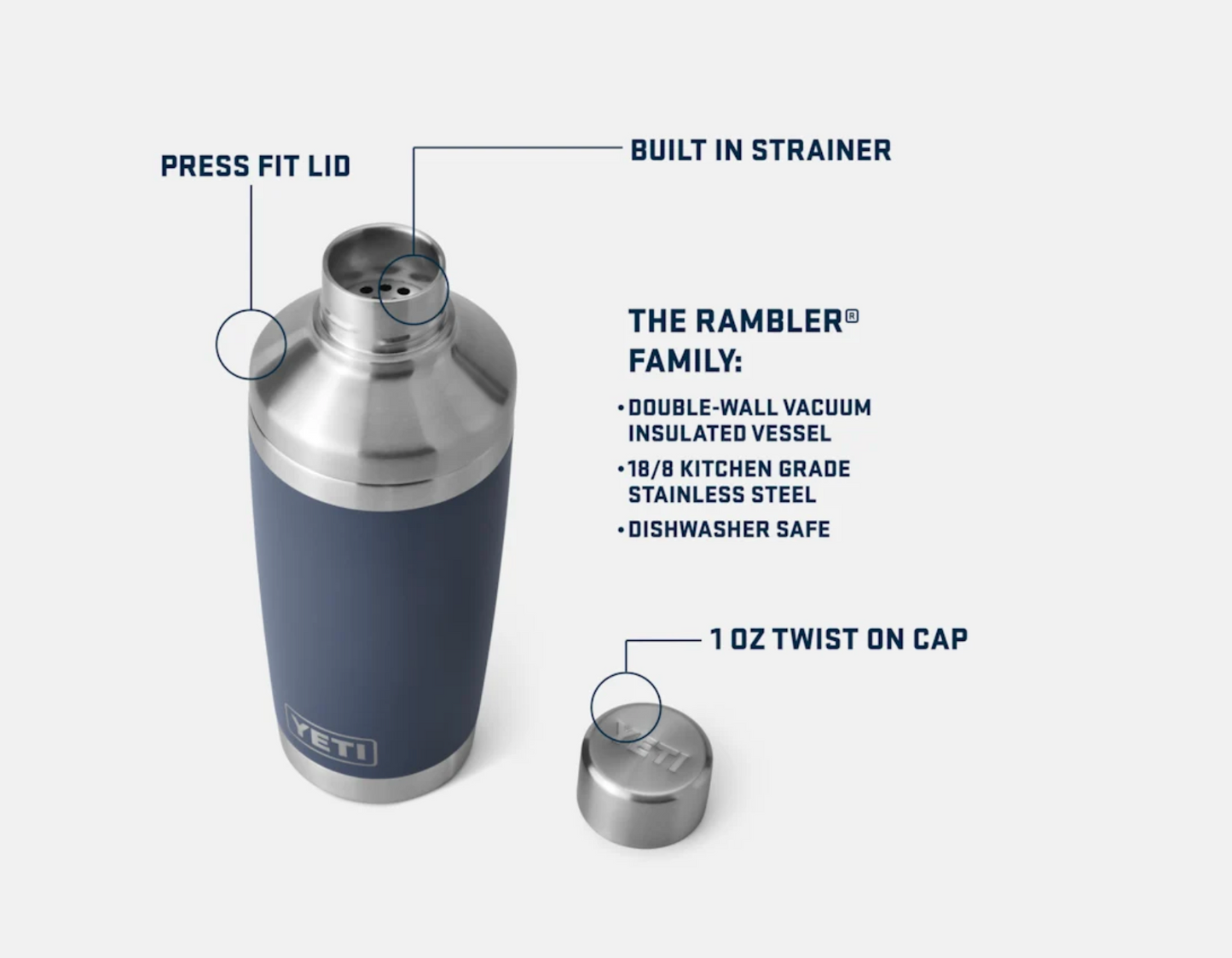 20oz Cocktail Shaker - Navy