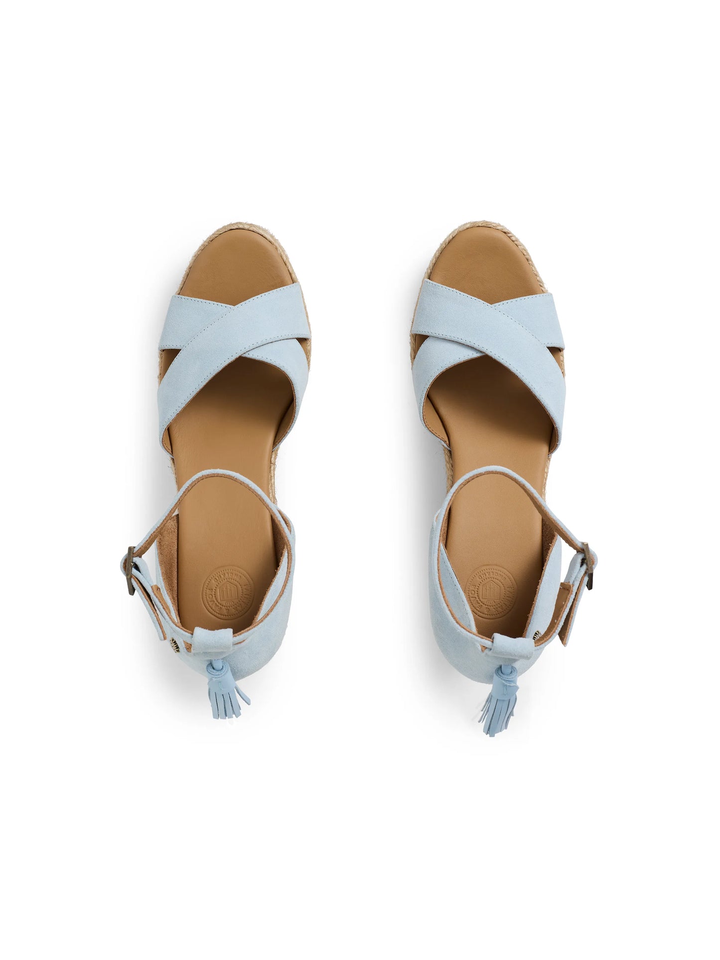 Valencia Mid Heel Wedge Sky Blue Suede