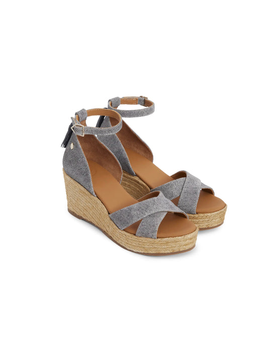 Valencia Mid Heel Wedge Denim Suede