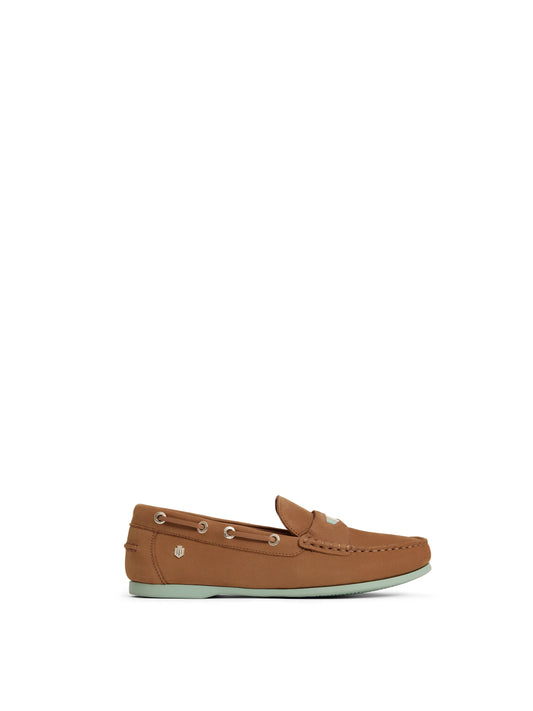 'Boston' Deck Shoe Tan & Mint