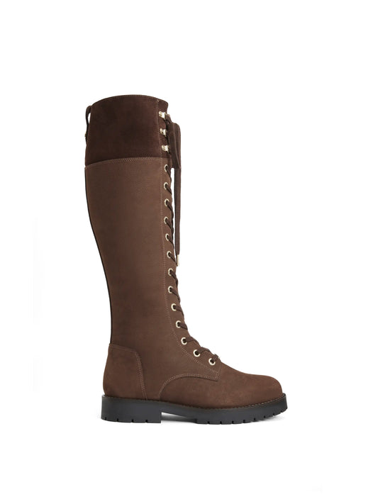 Anglesey Combat Knee High Chocolate Nubuck