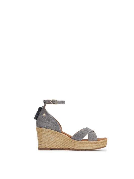 Valencia Mid Heel Wedge Denim Suede