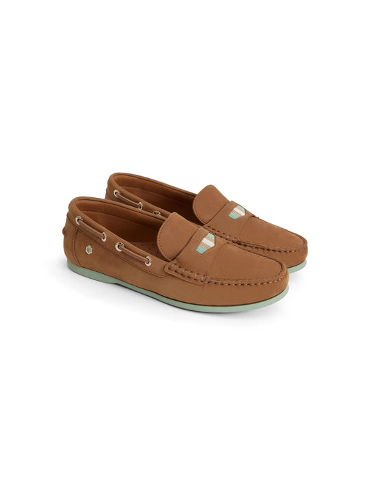 'Boston' Deck Shoe Tan & Mint
