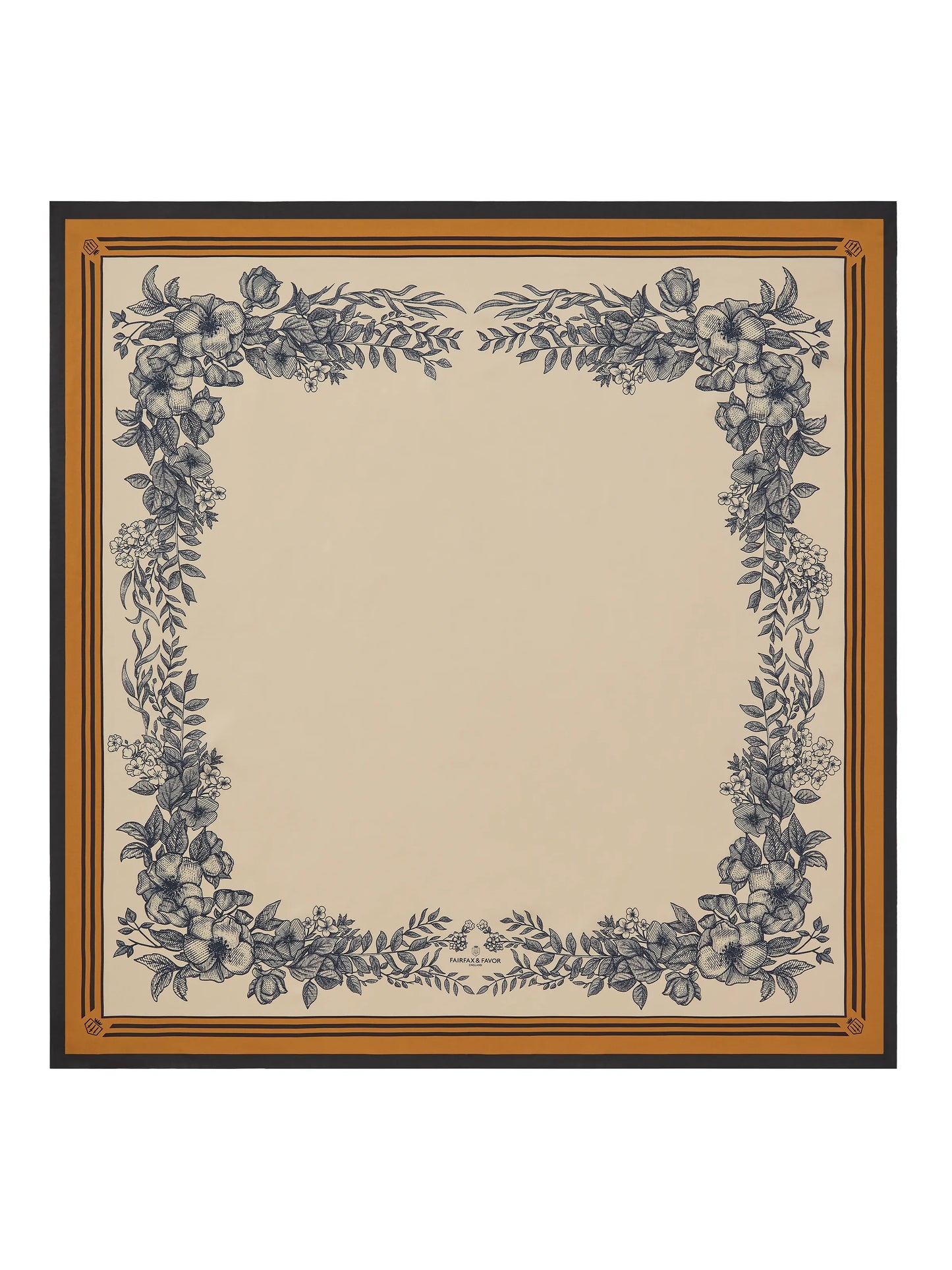 Mannington Silk Scarf Navy,Off White & Orange