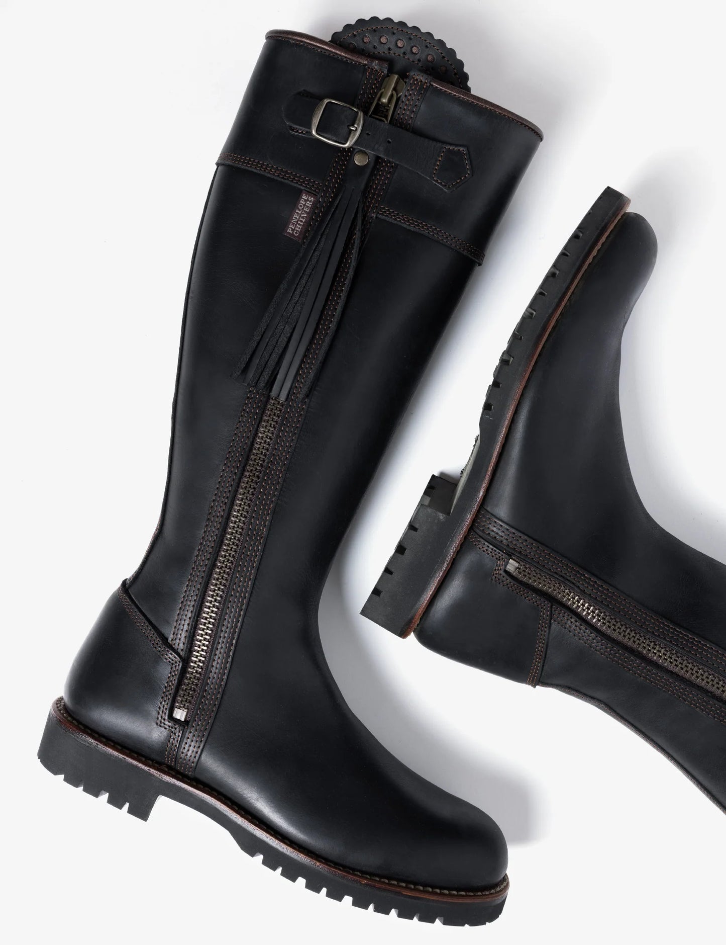 'Inclement' Tassel Standard Fitting Black Leather