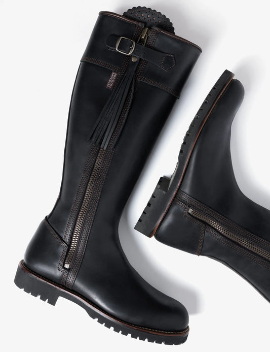 'Inclement' Tassel Standard Fitting Black Leather