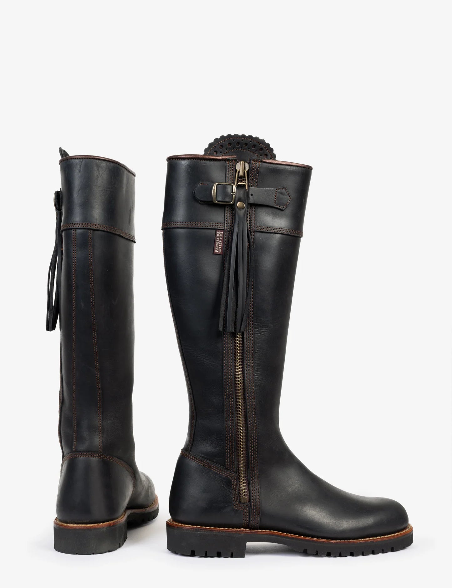 'Inclement' Tassel Standard Fitting Black Leather