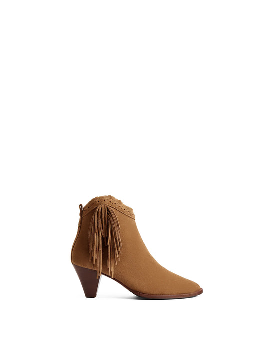 'Regina Fringed Ankle ' Tan Suede