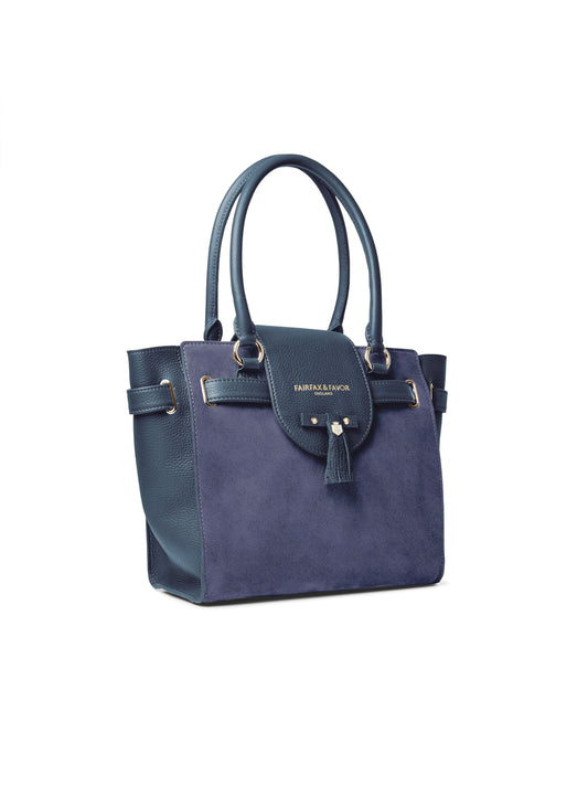 'Windsor Tote' Ink Suede & Navy Leather