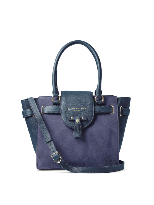 'Windsor Tote' Ink Suede & Navy Leather