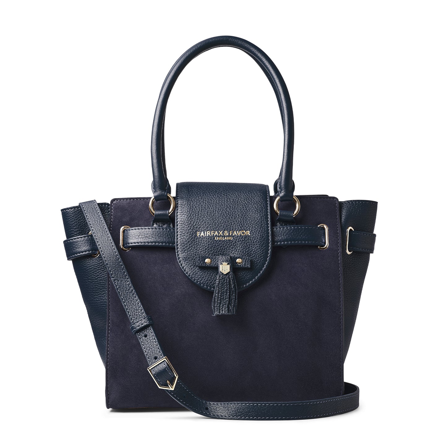 'Windsor Tote' Navy Suede & Navy Leather