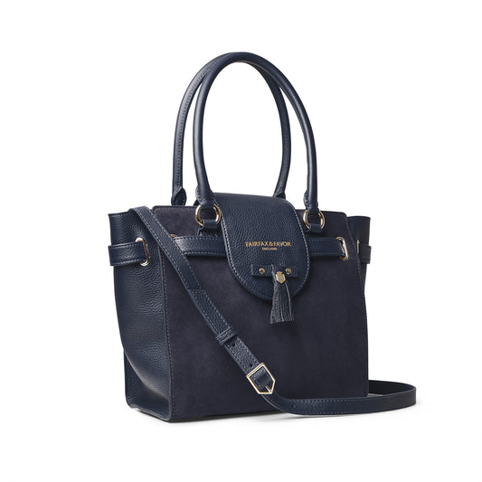 'Windsor Tote' Navy Suede & Navy Leather