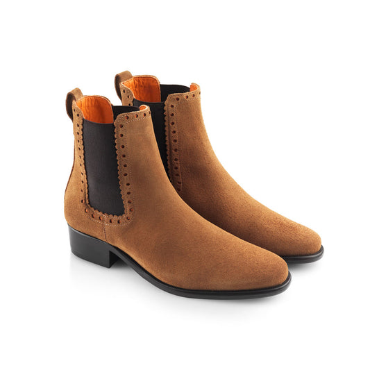 'Brogue Chelsea' Tan Suede