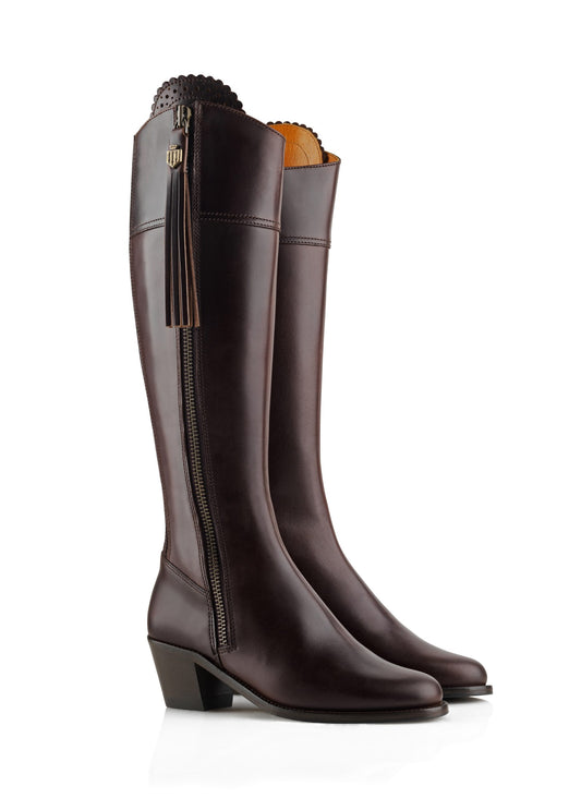 'Regina' Heel Mahogany Leather